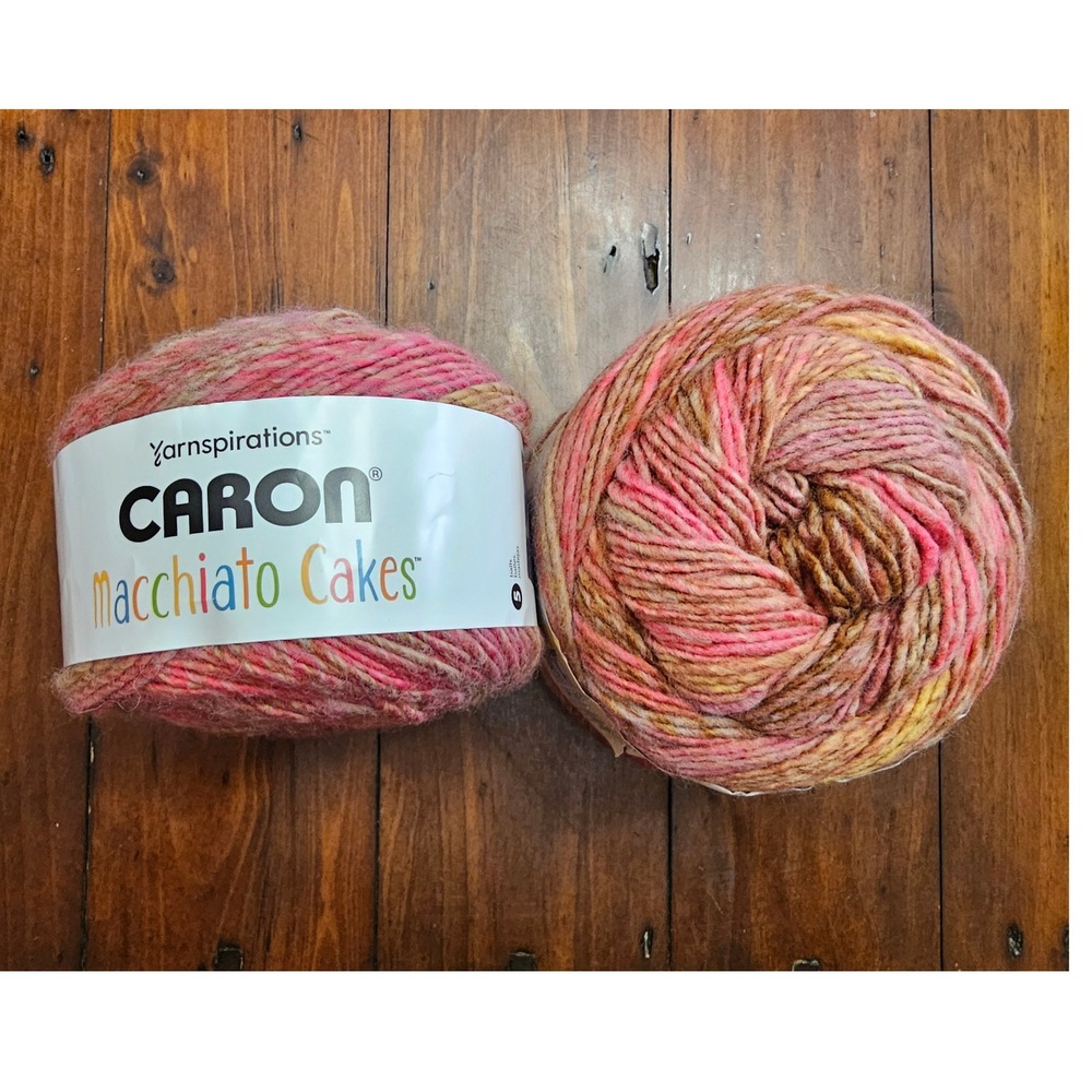 Caron Macchiato Cakes Yarn Sunny Pink Gold Brown‎ Bulky 5 Wool Blend 8oz 227g
